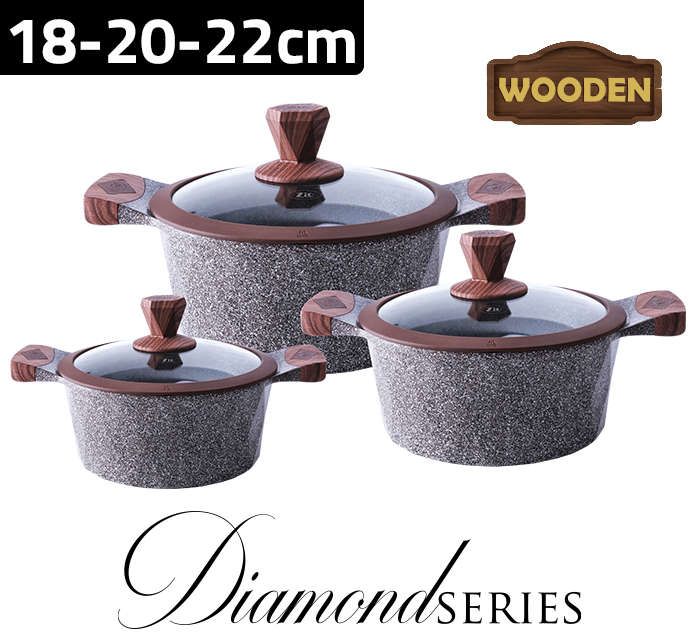 Zio Set Cookware Granit Line Wooden Z-8170-22