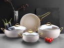 7 Piece Casserole and Pot Set Gold-White