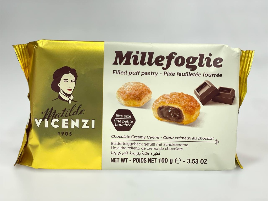 Matilde Vicenzi  Millefoglie Filled Puff Pastry Chocolate Creamy Centre  100g