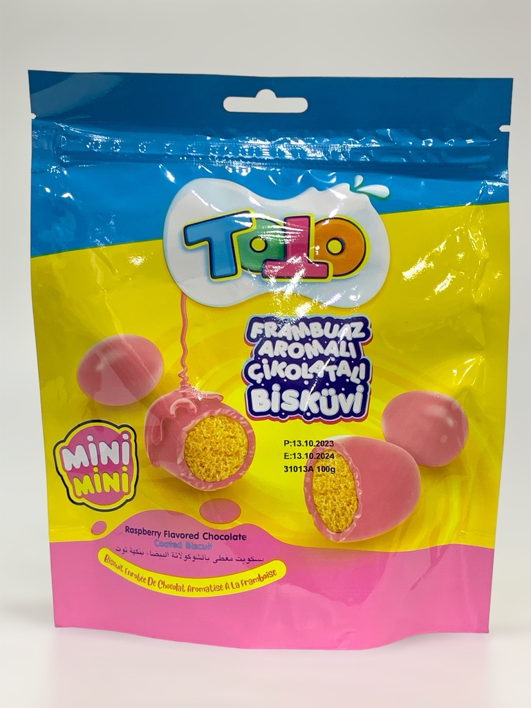 ToTo Mini Mini Raspberry Flavored Chocolate Coated Biscuit 100g