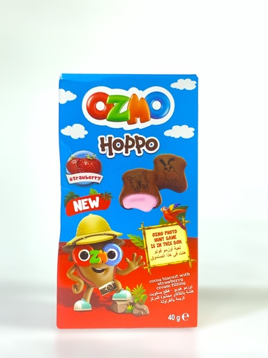 Ozmo Hoppo Strawberry Cocoa Biscuit With Strawberry Cream Filling 40g