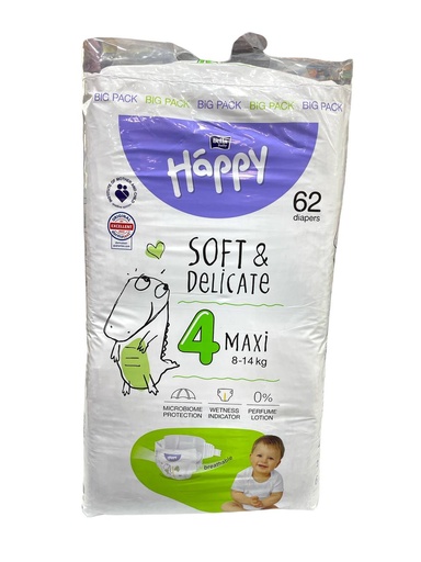 Happy Diapers No.4 - 62Pcs