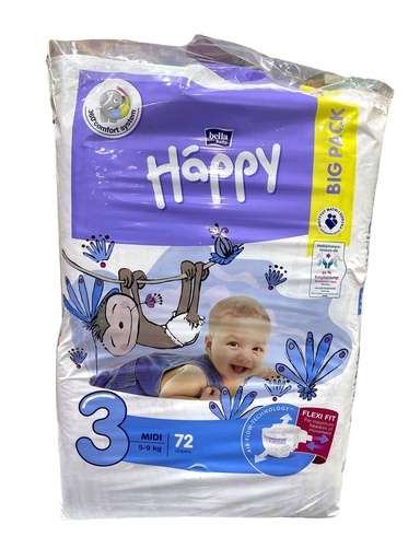 Happy Diapers No.3 - 72Pcs