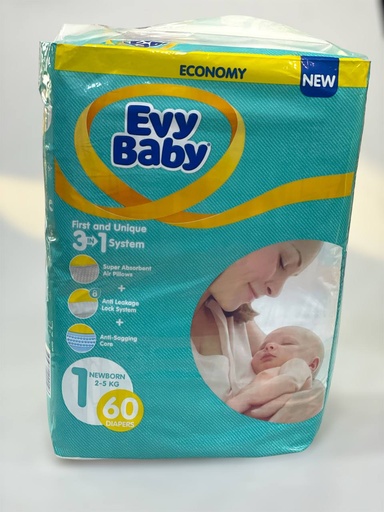 Evy Baby Diapers No.1 - 60Pcs