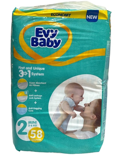 Evy Baby Diapers No.2 - 58Pcs