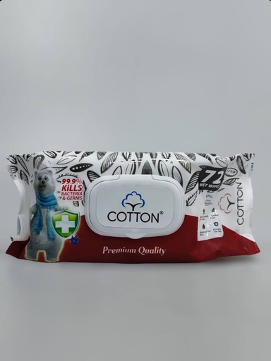 Cotton Wet Wipes 72Pcs